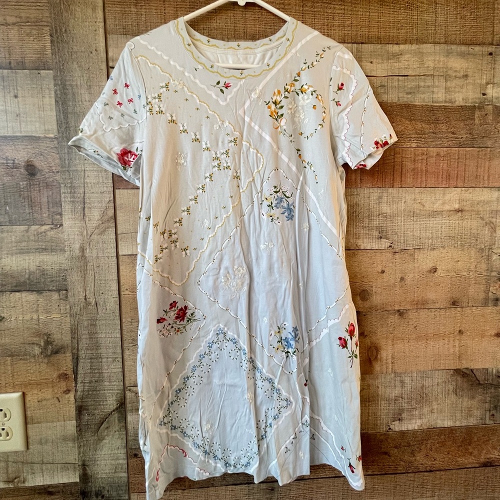 Tory Burch Handkerchief Printed Mini Dress | Large | T-shirt dress 100% cotton